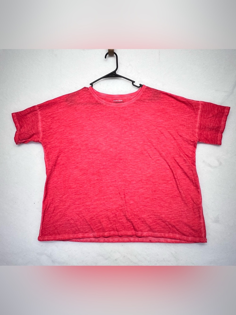 Eileen Fisher Organic Cotton Hazy Slub Crew Neck Tee Boxy Fit Basic Length Small